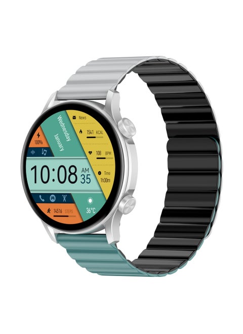 Smart Calling Watch KR PRO LTD With 1.43'' HD AMOLED Dynamic AOD Display/24H Health Monitor/100-Sport Modes/ Double Straps（Silver)