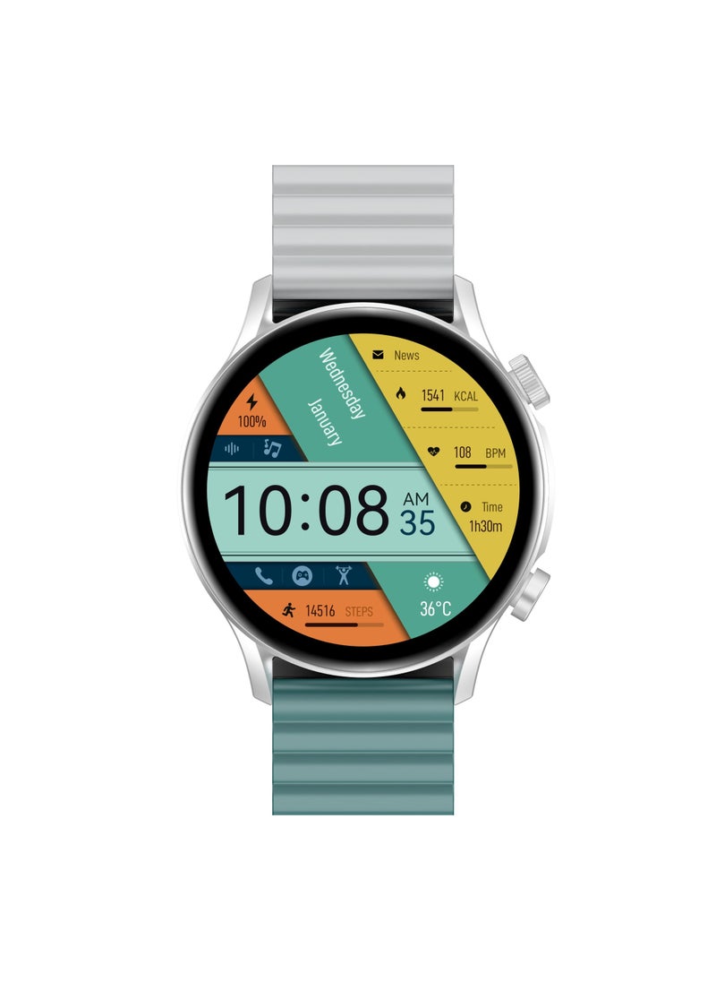 KIESLECT - Smart Calling Watch KR PRO LTD With 1.43'' HD AMOLED Dynamic AOD Display/24H Health Monitor/100-Sport Modes/ Double Straps（Silver) - Image 1