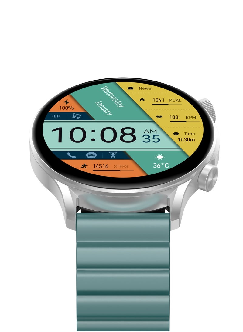 KIESLECT - Smart Calling Watch KR PRO LTD With 1.43'' HD AMOLED Dynamic AOD Display/24H Health Monitor/100-Sport Modes/ Double Straps（Silver) - Image 1