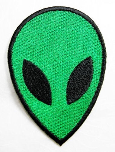 Graphic Dust Green Alien Embroidered Iron on Patch We Come in Peace UFO Universe Planet Backpack Jacket DIY