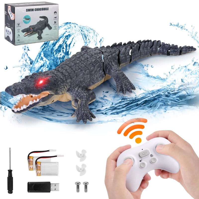 GearRoot Remote Control Crocodile Boat Toy 118 Scale High Simulation RC Crocodile for Swimming Pool Bathroom Great Gift RC Boat Alligator Toys for 6 Year Old Boys and Girls - Image 3