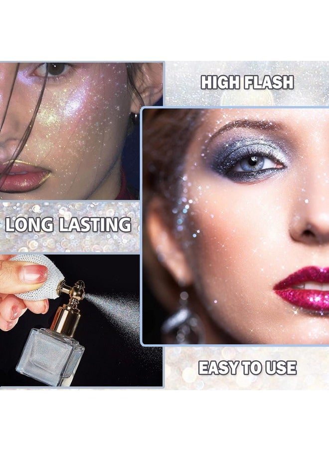 CAHIUYOA - Body Glitter Sprayshimmer Glitter Spray For Hair And Body Face Clothes Nail Artsparkle Highlighter Powder Face Body Glitter Hairspray Makeup For Women Girls Silver - Image 1