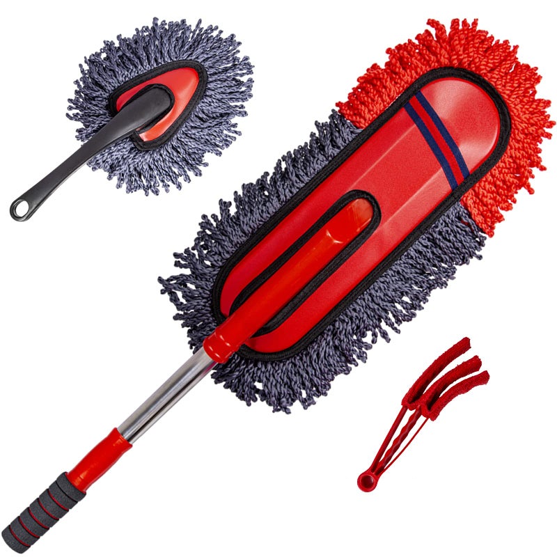 bzczh Soft Microfiber Car Duster Exterior Scratch Free Multipurpose Duster with Extendable Handle Duster for Car, Truck, SUV, RV and Motorcycle - Image 1