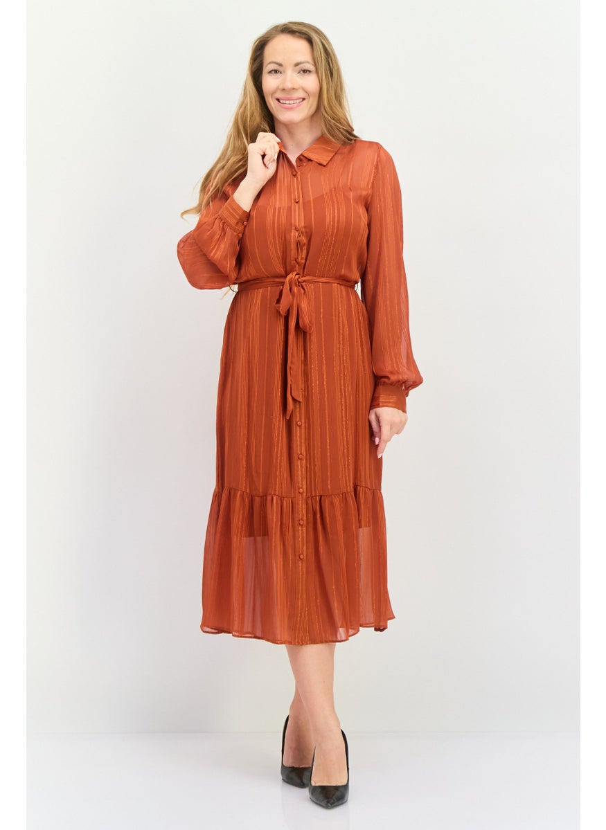 Nanette lepore Women Metallic Midi Dress, Rust  - Image 1