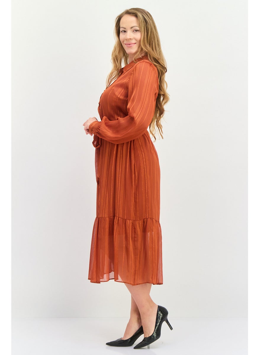 Nanette lepore Women Metallic Midi Dress, Rust  - Image 3