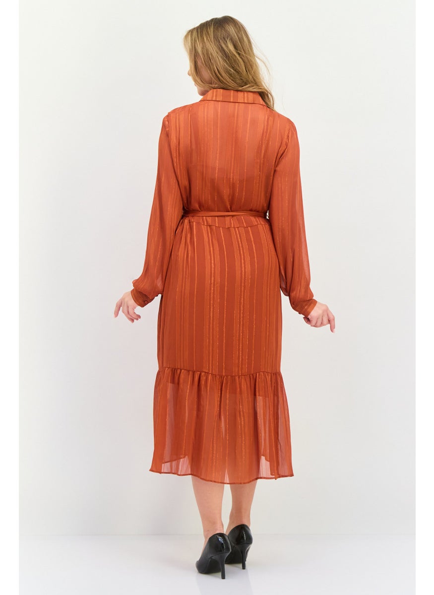 Nanette lepore Women Metallic Midi Dress, Rust  - Image 4