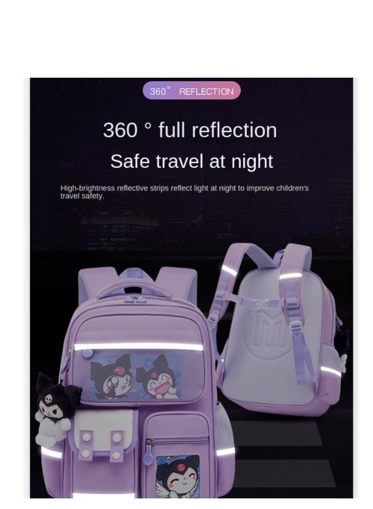 Bluejw Kawaii Backpack Cute Cartoon Cinnamoroll Kuromi School Bag Bookbag With Brooch Pin And Plush Pendant Travel Backpacks - Image 4