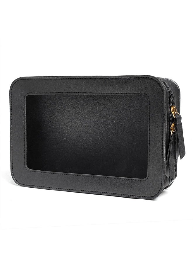 LETGO Clear Makeup Bags, TSA Approved Toiletry Bag with Zipper, Clear Makeup Organizer Fit Carry-on Travel Essentials,Portable Travel Clear Cosmetic Bags Pouch for Women Men (Black)  - Image 1