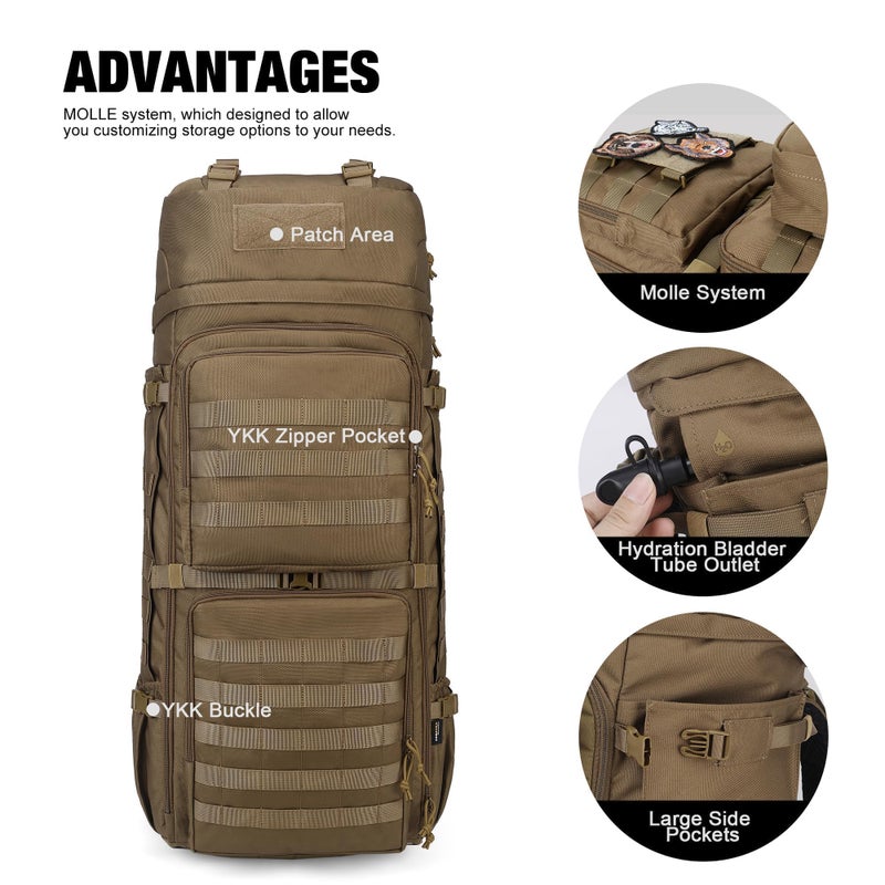 Mardingtop 75L Military Internal Frame Backpack for Men, Cordura Tactical Backpack with Recco for Snowboarding,Hiking,Camping - Image 3