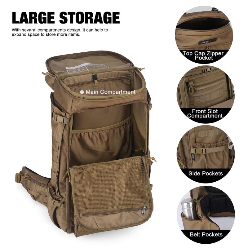Mardingtop 75L Military Internal Frame Backpack for Men, Cordura Tactical Backpack with Recco for Snowboarding,Hiking,Camping - Image 4
