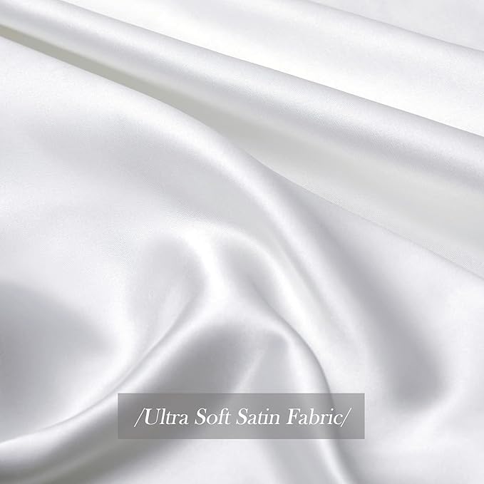 RAGGLE Set of 2 Satin Silk Pillowcase for Hair and Skin Standard Size 18"X 28" with Soft Breathable Smooth Cooling Pillow Covers for Sleeping or Pillow Protector (2, White) - Image 5