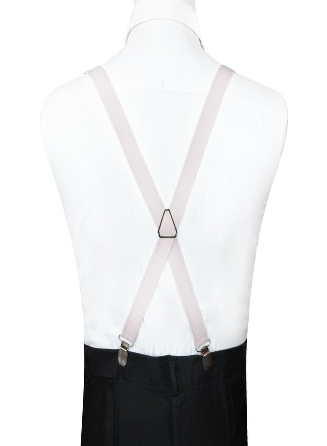 RBOCOTT Mens White Suspender with 4 Clips Adjustable Braces(14) - Image 3