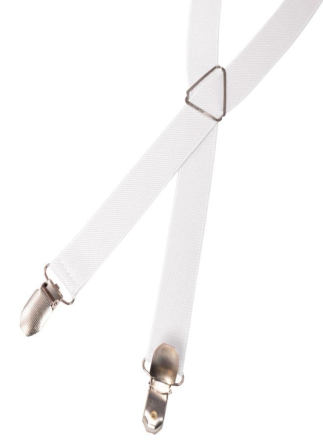 RBOCOTT Mens White Suspender with 4 Clips Adjustable Braces(14) - Image 4