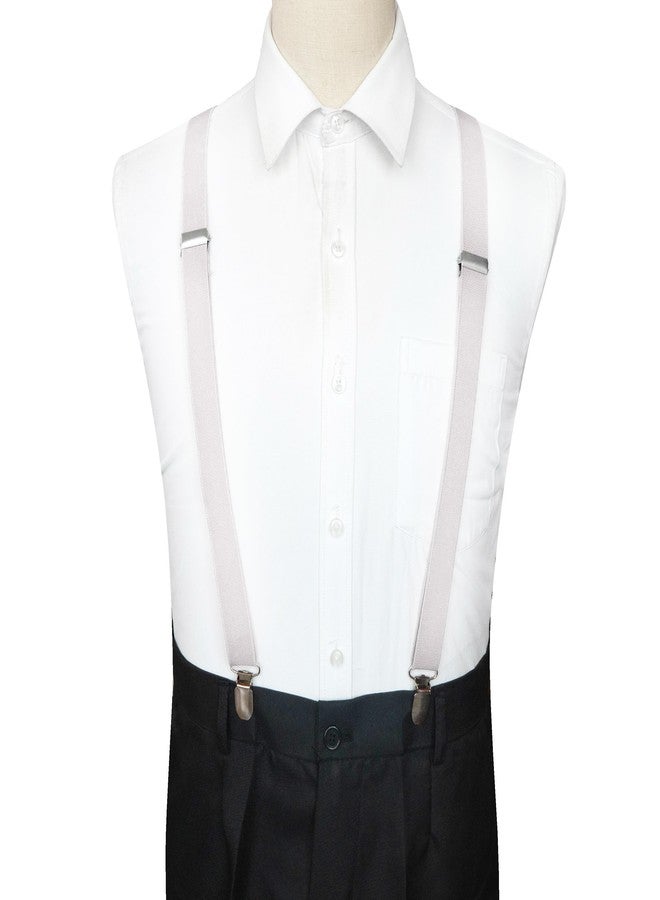 RBOCOTT Mens White Suspender with 4 Clips Adjustable Braces(14) - Image 2