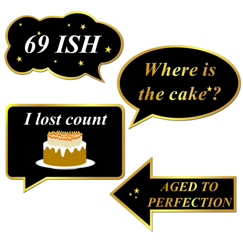Konsait 70th Birthday Party Photo Booth Props with Stick (50Counts) for Her Him Funny Chic 70th Birthday Black and Gold Decorations, Konsait 70 Happy Birthday Party Favors Supplies for Adults Men and Women - Image 4