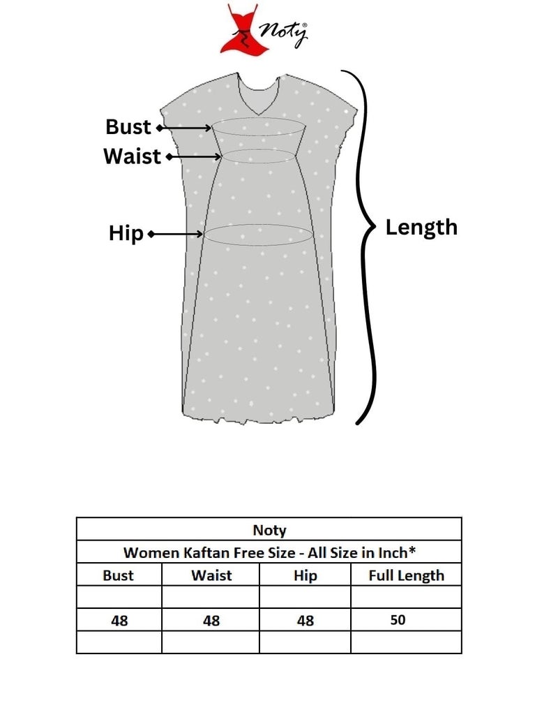 Noty Store Noty ® Women's- Kaftan Nighty | Maxi | Gown- Sarena Fabric- Polka Dot Print | V Neck (Red, Free Size) - Image 4