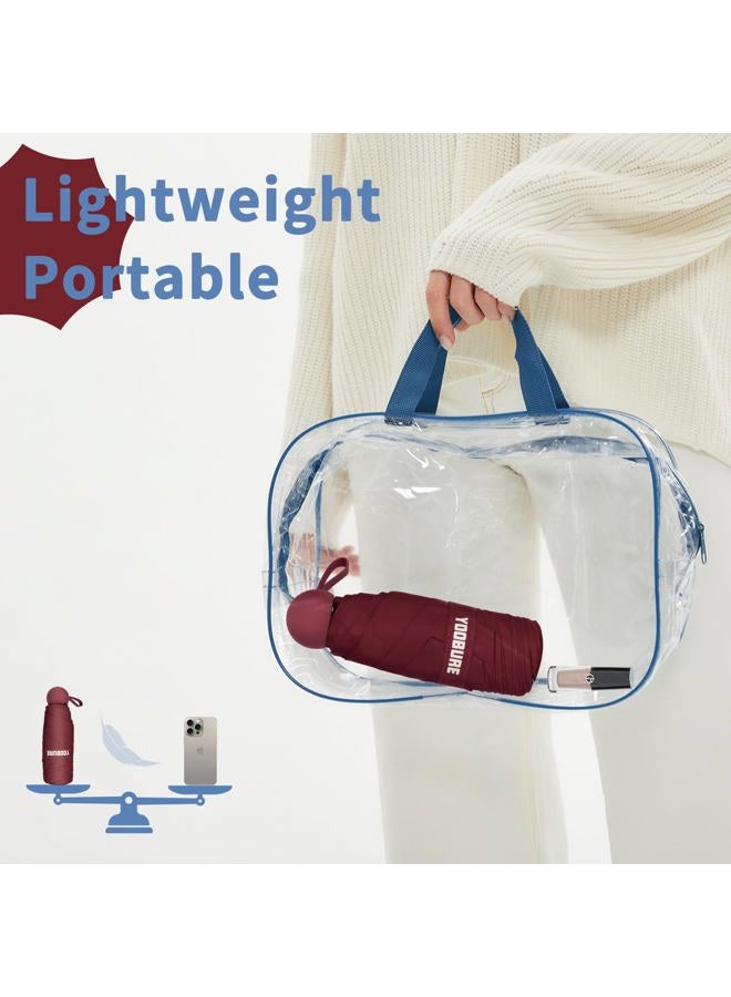 Yoobure Travel Umbrella Portable Compact Umbrella, Pocket Mini Umbrella for Purse UV Umbrella, Umbrellas for Rain Small Umbrella for Backpack, Sun Umbrella with Case Folding Umbrella for Kids Women, - Image 5