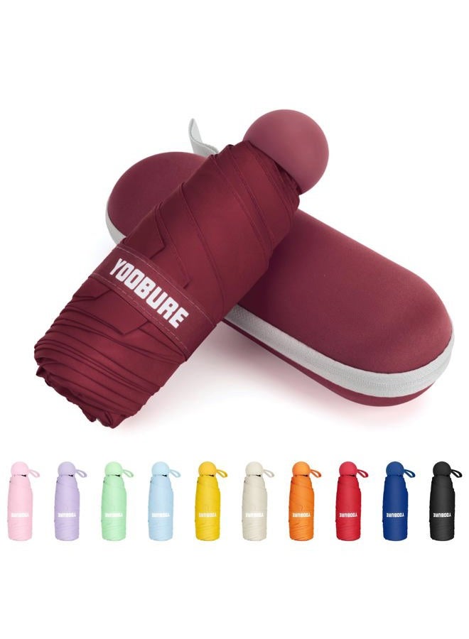Yoobure Travel Umbrella Portable Compact Umbrella, Pocket Mini Umbrella for Purse UV Umbrella, Umbrellas for Rain Small Umbrella for Backpack, Sun Umbrella with Case Folding Umbrella for Kids Women, - Image 1