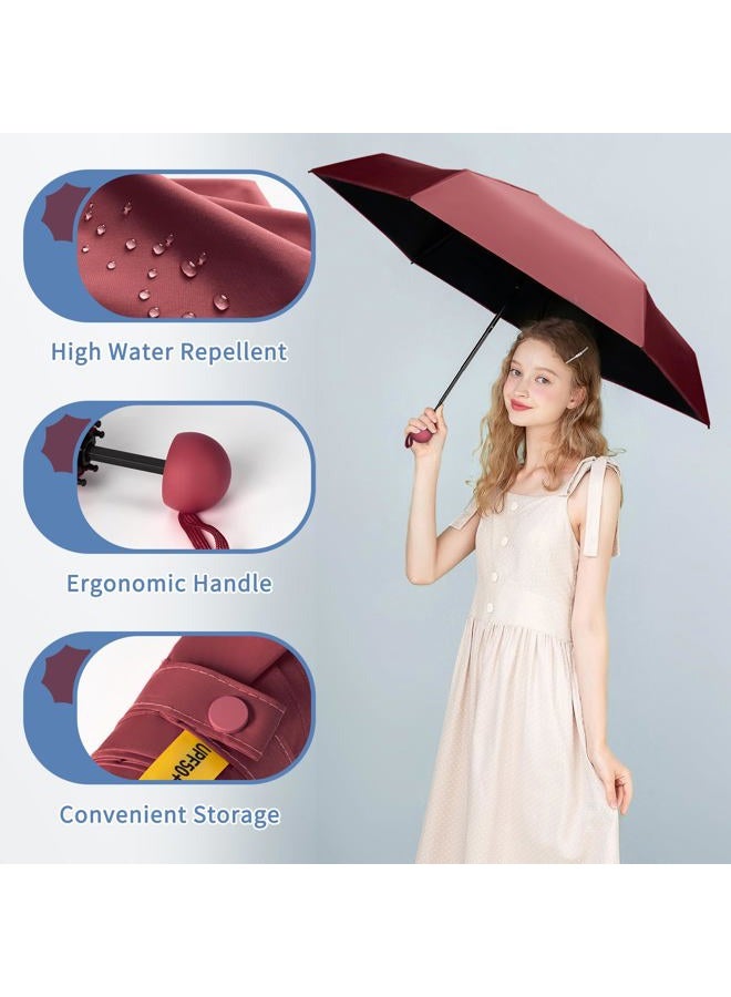 Yoobure Travel Umbrella Portable Compact Umbrella, Pocket Mini Umbrella for Purse UV Umbrella, Umbrellas for Rain Small Umbrella for Backpack, Sun Umbrella with Case Folding Umbrella for Kids Women, - Image 3