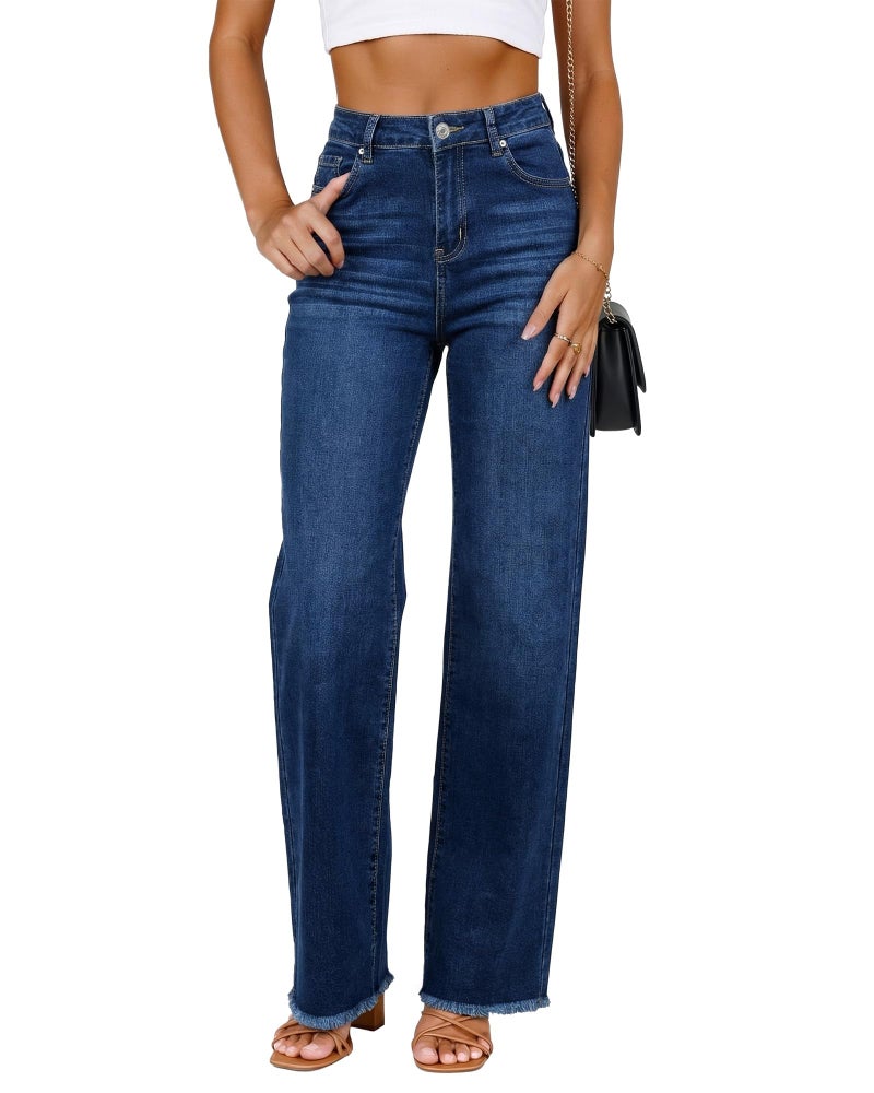 GRAPENT Casual Outfits for Women Pantalones De Mujer Cintura Alta Women Work Pants Dark Blue Large Fits US Size 12 to 14 - Image 1