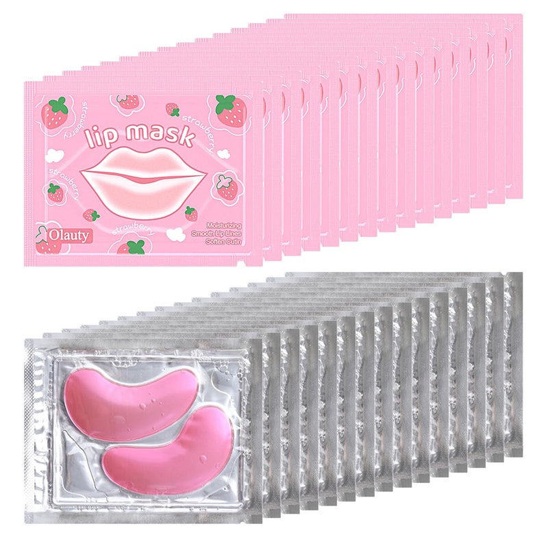 30 Pairs Eye Masks  Lip Masks Crystal Collagen Under Eye Patches for Puffy Eyes Moisturizing Lip Mask Pink Lip Pads for Lip Spa Daily Labial Mask Eye Patches for Reducing Fine Lines  Dark Circles