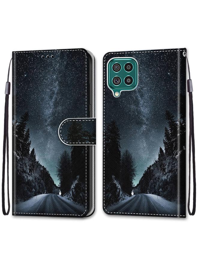 اس-توب جراب لهاتف Samsung Galaxy F62 / M62، جراب جلدي من البولي يوريثان قابل للطي أفقيًا بتصميم متقاطع ملون مع حامل وفتحات للبطاقات ومحفظة وحبل تعليق - Image 2