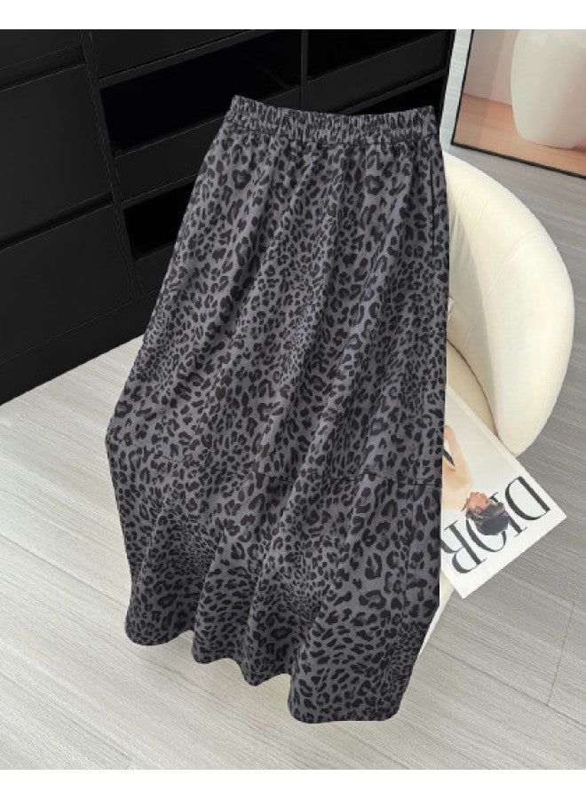 XINYANG Leopard Print A-Line Skirt Women 2025 Autumn High Waist Slimming A-Line Bodycon Skirt Cocoon Long Skirt - Image 1