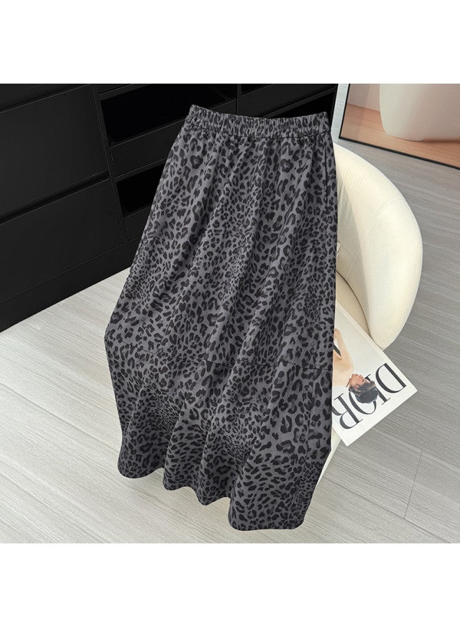 XINYANG Leopard Print A-Line Skirt Women 2025 Autumn High Waist Slimming A-Line Bodycon Skirt Cocoon Long Skirt - Image 2
