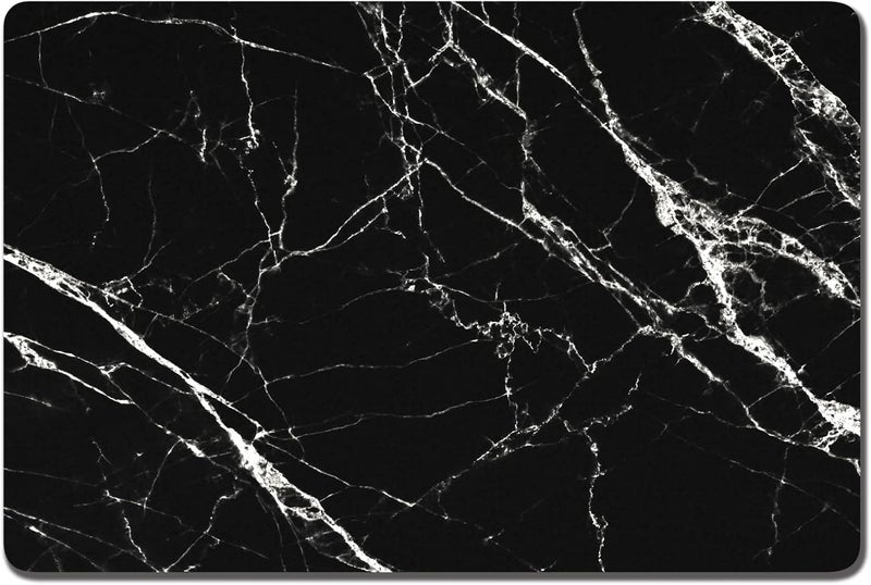 Rnivvi Dog Food Mat, 16" x 24" Marble Absorbent Dog Cat Bowl Mat for Food and Water, Cute Anti-Slip Rubber Pet Feeding Rug Protect Floors, Puppy Placemat for Feeding & Watering Supplies, Black - Image 1