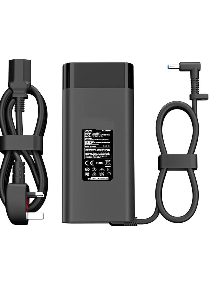 200W AC Adapter For HP Laptop Charger 19.5V/10.3A Power Supply with 4.5x3.0mm Tip Compatible With HP Victus/OMEN 16 /Pavilion Gaming/ZBook Fury/Studio/Envy/ProBook - Image 1