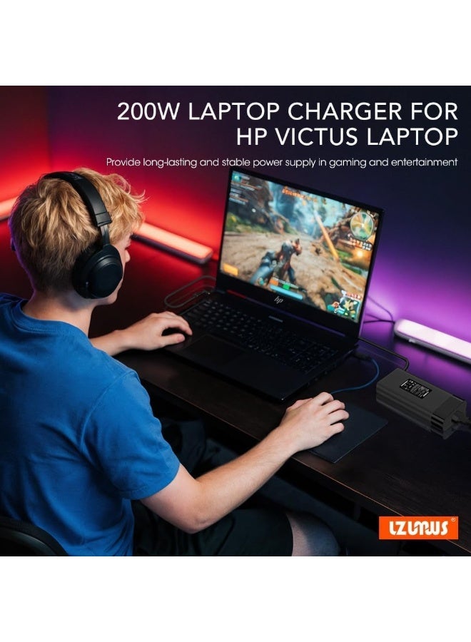 200W AC Adapter For HP Laptop Charger 19.5V/10.3A Power Supply with 4.5x3.0mm Tip Compatible With HP Victus/OMEN 16 /Pavilion Gaming/ZBook Fury/Studio/Envy/ProBook - Image 2
