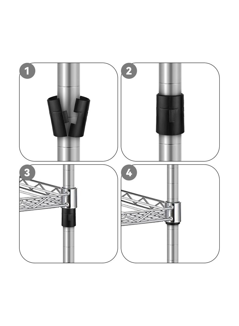 Plastic Wire Shelving Shelf Lock Clips, Black Post Shelving Split Sleeves, for 1" Diameter Shelving Sleeves Replacements, Wire Shelf Storage Rack Adjustable Shelves Replace Clips (20 Pairs) - Image 3