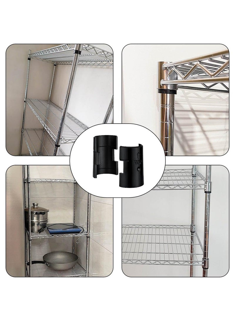 Plastic Wire Shelving Shelf Lock Clips, Black Post Shelving Split Sleeves, for 1" Diameter Shelving Sleeves Replacements, Wire Shelf Storage Rack Adjustable Shelves Replace Clips (20 Pairs) - Image 5