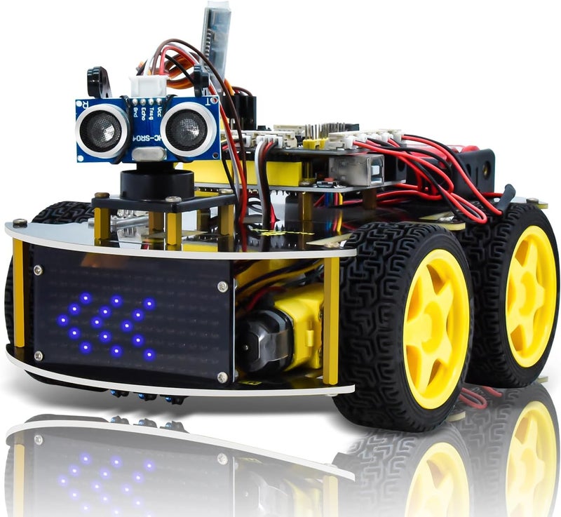 كي إستديو روبوت سيارة ذكي، مجموعة بداية قابلة للبرمجة بنظام 4WD لأردوينو Uno R3، مجموعة تعليمية للبرمجة الإلكترونية/STEM للمراهقين والبالغين، 15+ - Image 1