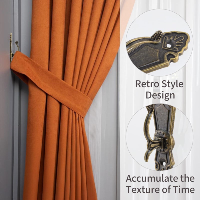 Dnyta 2 Pcs Vintage Curtain Tassel Hooks, Small Classic Vintage Tieback Hooks with Some Screws, Retro Light Luxury, Coffee Shop/Old Homestays (Bronze) - Image 3
