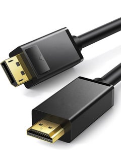 ماركة غير محددة أساسيات كابل عرض DisplayPort إلى HDMI، أحادي الاتجاه، 4k@30 هرتز، 1920x1200، 1080p، مقابس مطلية بالذهب، أسود  - Image 1