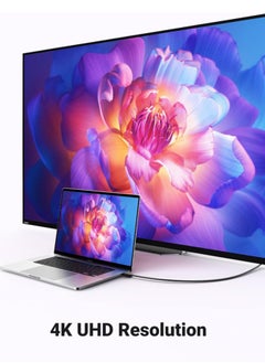 ماركة غير محددة أساسيات كابل عرض DisplayPort إلى HDMI، أحادي الاتجاه، 4k@30 هرتز، 1920x1200، 1080p، مقابس مطلية بالذهب، أسود  - Image 3