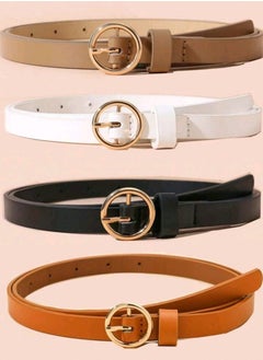 Shein 4pcs/set Women's Multi-color Round Buckle Thin Belt SHEIN  - Image 1