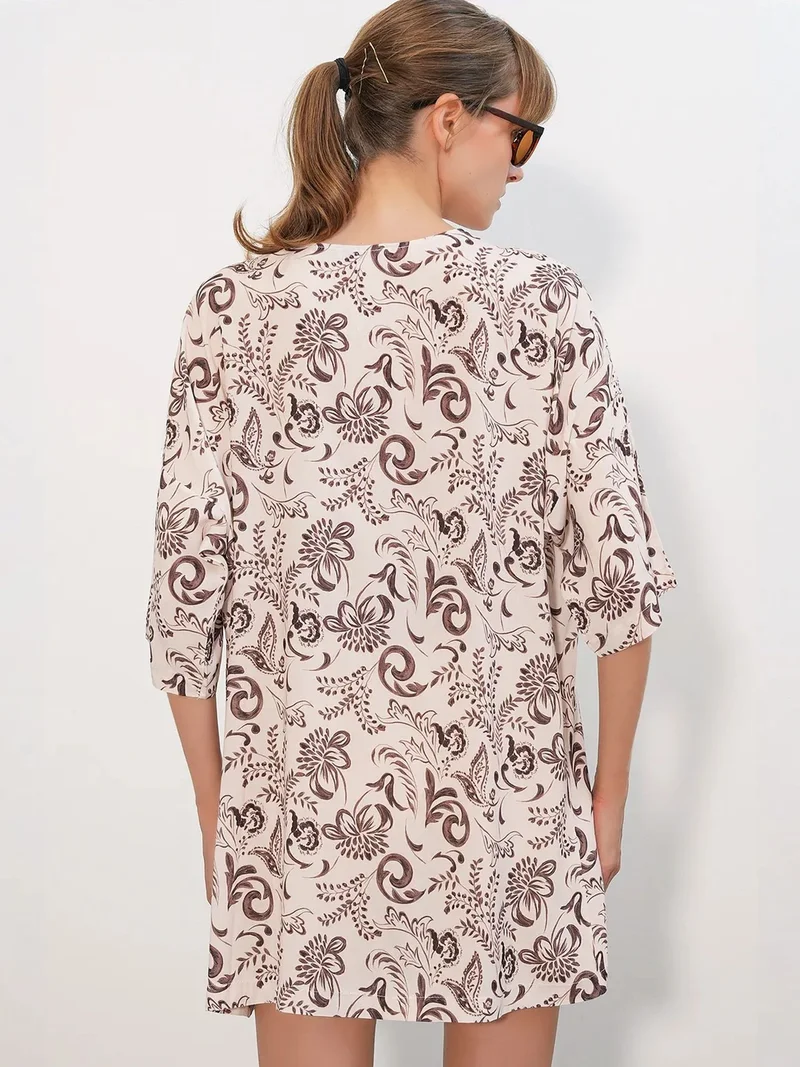 Big Dart Dusty White BDART Long Printed Viscose Kimono for Women | Best Price UAE