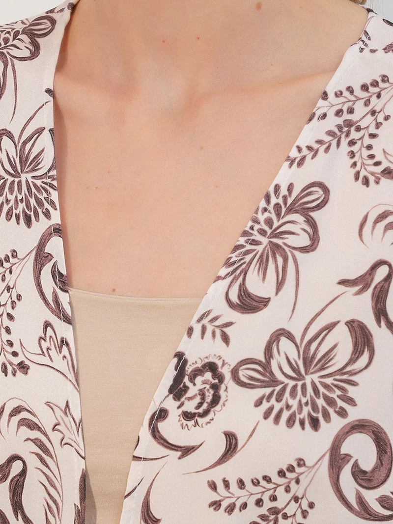 Big Dart Dusty White BDART Long Printed Viscose Kimono for Women | Best Price UAE