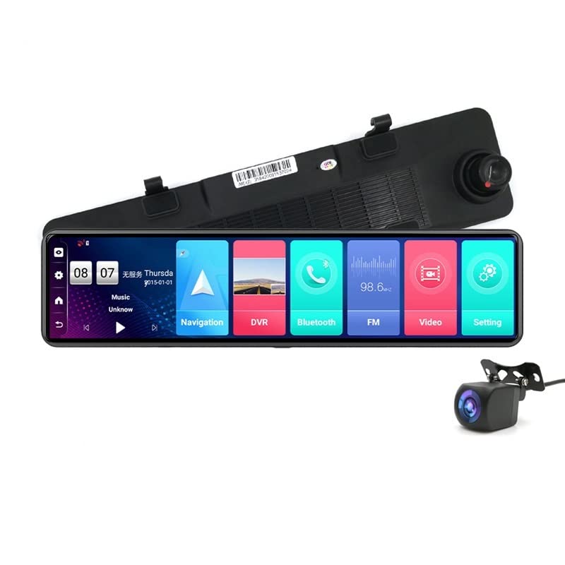 AUSHA® Dash Camera for Car Front and Rear with 12 Inch Touch Mirror Screen, Android 8.1, WiFi, GPS, Bluetooth, G Sensor, Motion Detection Night Vision and 256gb Tf Card Support - Image 1