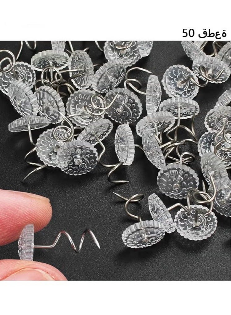 50 Pcs Clear Head Twist Pin -For Upholstery & Bed Skirt - Hold the Bed Skirt Securely in Place - Image 1