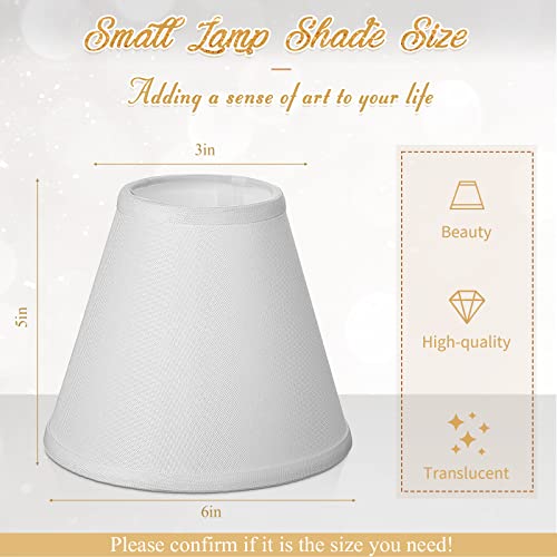 Riakrum Set of 10 Small Lamp Shade Chandelier Shades Burlap Clip on Lamp Shade 3" x 6" x 5" Rustic Barrel Fabric Lampshade Cover for Table Chandelier Wall Lamp (White) - Image 2