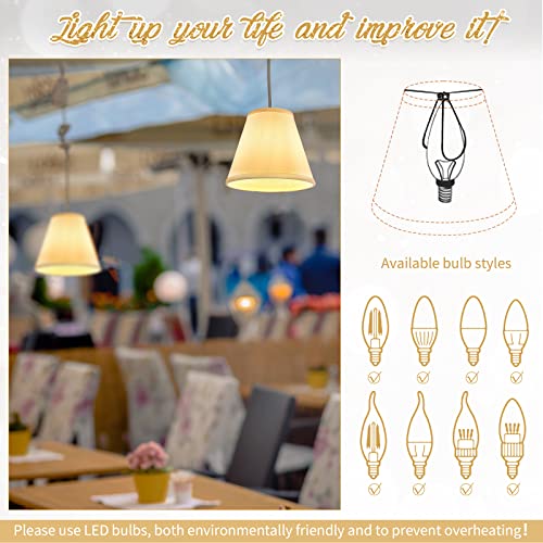 Riakrum Set of 10 Small Lamp Shade Chandelier Shades Burlap Clip on Lamp Shade 3" x 6" x 5" Rustic Barrel Fabric Lampshade Cover for Table Chandelier Wall Lamp (White) - Image 4