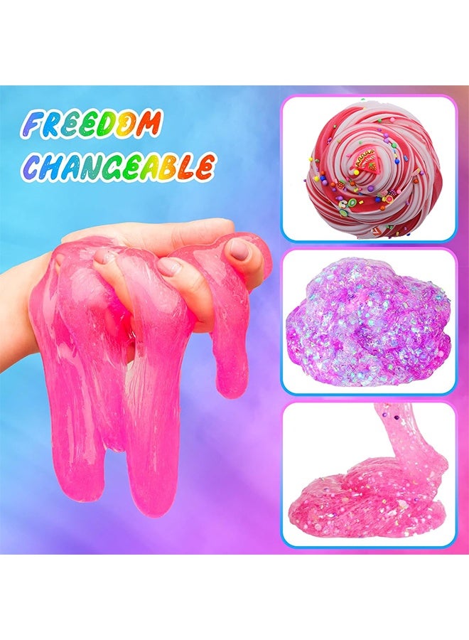 بيوينتي مجموعة صنع سلايم حلوى قوس قزح للأطفال - مجموعة سلايم زبدة السحابة الرقيقة مع غراء شفاف ومنشط وحلوى - هدايا ألعاب حسية ملونة للحفلات وأنشطة الأطفال - Image 3