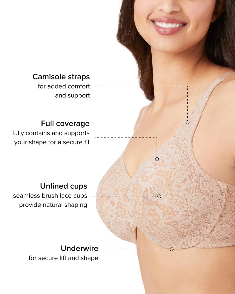 Wacoal Women's Plus Size Halo Lace Full Coverage Underwire Bra, Toast, 38DDD - Image 3
