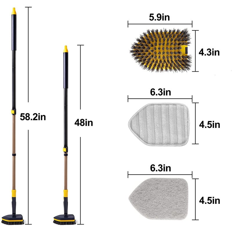 MinuteToCleanIt Bathroom Floor Cleaning Brush and Scrubber Combo 180 Degree Movement, with Extendable & Detachable Handle for Multipurpose Cleaning Like Toilet Kitchen Bathroom, Yellow - Image 4