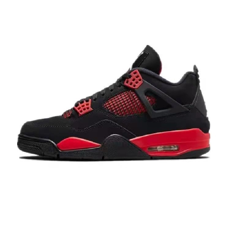 Putian Aj4 Mid-Top Versatile Retro Basketball Shoes Jordan 4 Psg Black and Red Lightning Unisex Running Shoes - Image 1