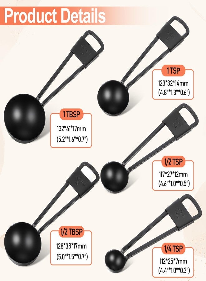 Xosjska 9 PCS Black Stainless Steel Measuring Cups and Spoons Set, Nesting Metal Measuring Cup with Ring Connector for Liquid and Dry Ingredients, Cooking and Baking (Black) - Image 3