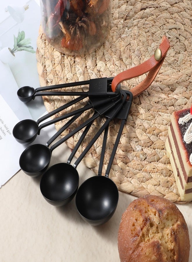 Xosjska 9 PCS Black Stainless Steel Measuring Cups and Spoons Set, Nesting Metal Measuring Cup with Ring Connector for Liquid and Dry Ingredients, Cooking and Baking (Black) - Image 5